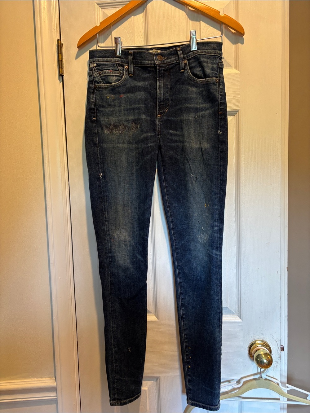 Citizens Of Humanity Rocket High Rise Skinny Size 28 Distressed Paint Splatter